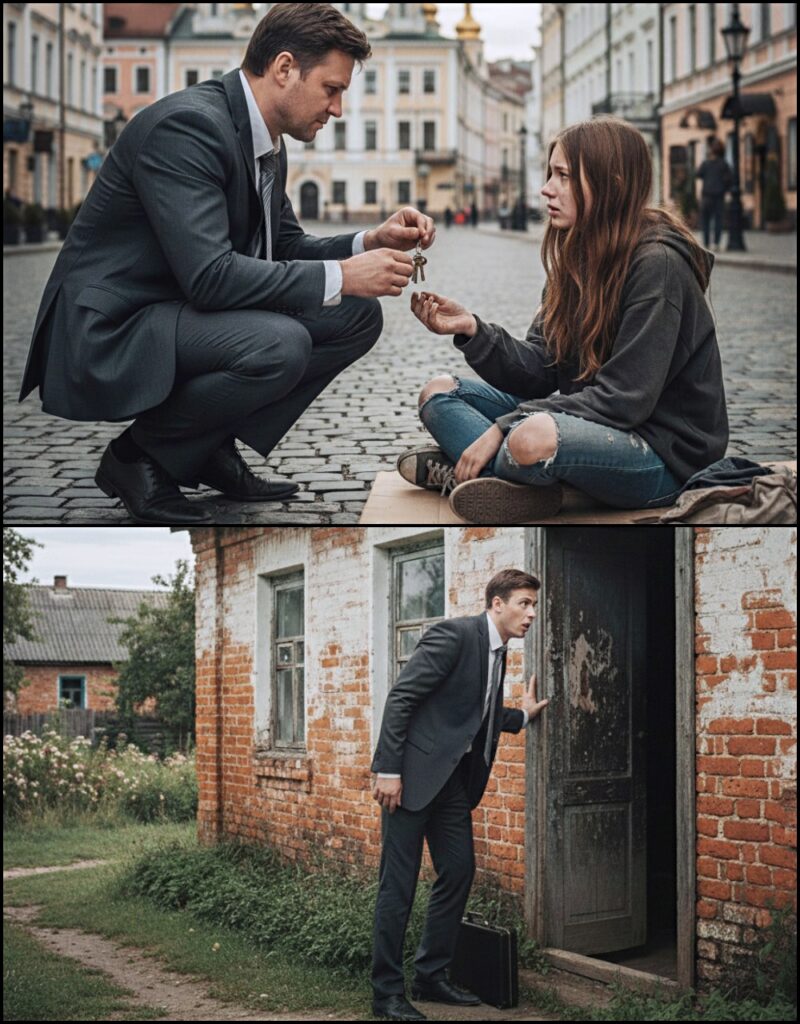 Bogaty_biznesmen__z_lito_ci__odda__klucze_do_starego_domu_w_odleg_ej_wiosce_bezdomnemu_sierocie__8230__A_gdy_p___roku_p__niej_przyby__na_miejsce__zamar__na_widok_tego__co_zobaczy___8230_