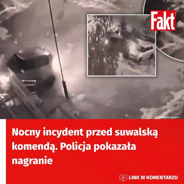 Noc_pe_na_emocji_przed_suwalsk__komend___Kierowca_Kii_z_impetem_niszczy__auta_policjant_w__Co_uchwyci_y_kamery_monitoringu_